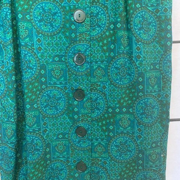 RELOMS Vintage Mandala Paisley Button Down Dress Green Women's Size 20 - Picture 5 of 12